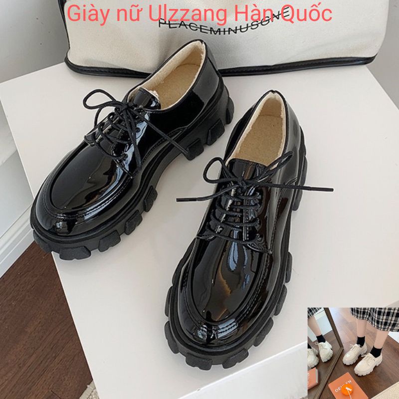 Giày oxford nữ giày ulzzang cá tính 3 màu đen bóng đen nhám trắng