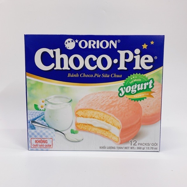 Bánh Orion ChocoPie Sữa Chua Yogurt Lợi Khuẩn Probiotic 360g (12 gói x 30g)