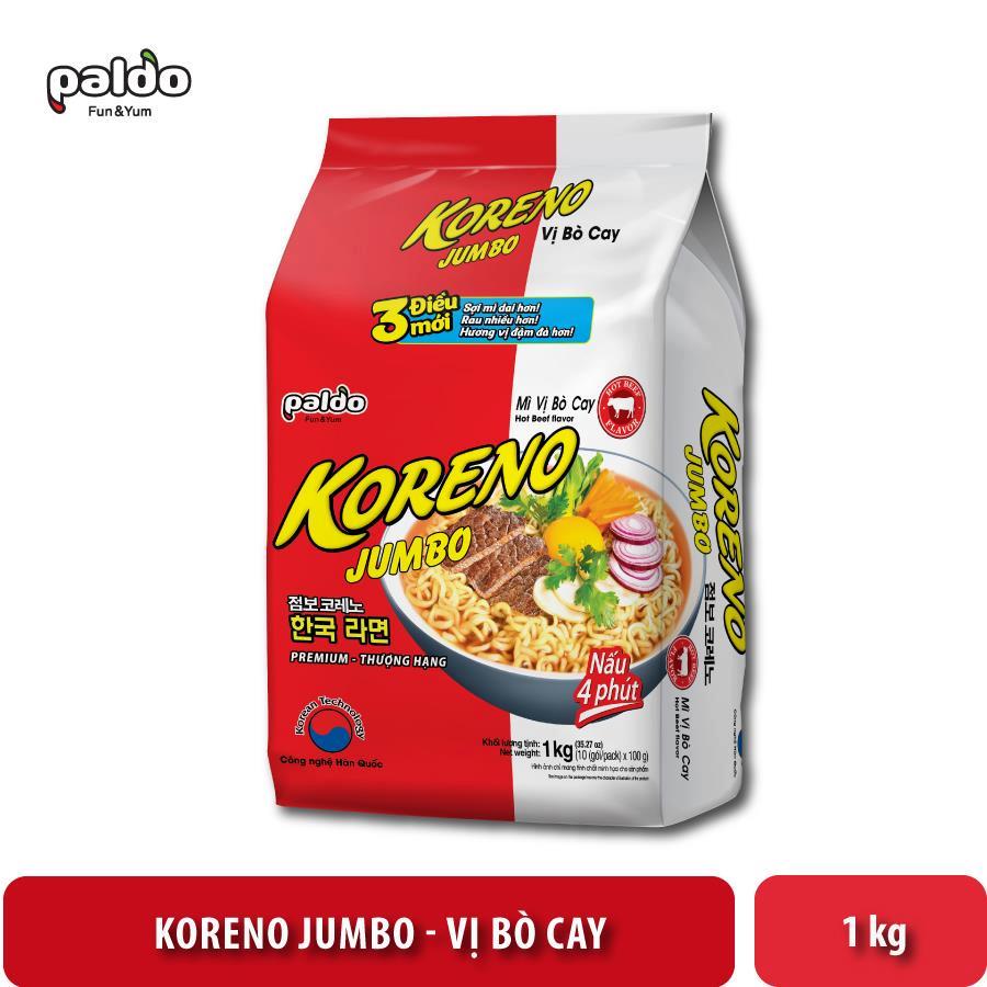 1kg Mì Koreno Jumbo vị ngon nguyên bản: Koreno Jumbo vị Bò cay, Koreno Jumbo vị Kim chi, Koreno Jumbo vị Tôm, Koreno Jumbo vị Gà, Koreno Jumbo vị Nấm