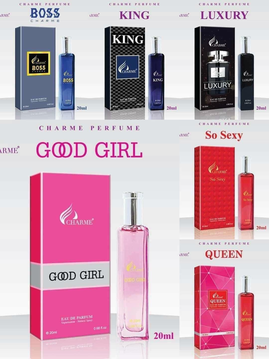 nước hoa charme 20ml goodgirl - boss - king -luxury - so sexy - queen nguyên mã chính hãng