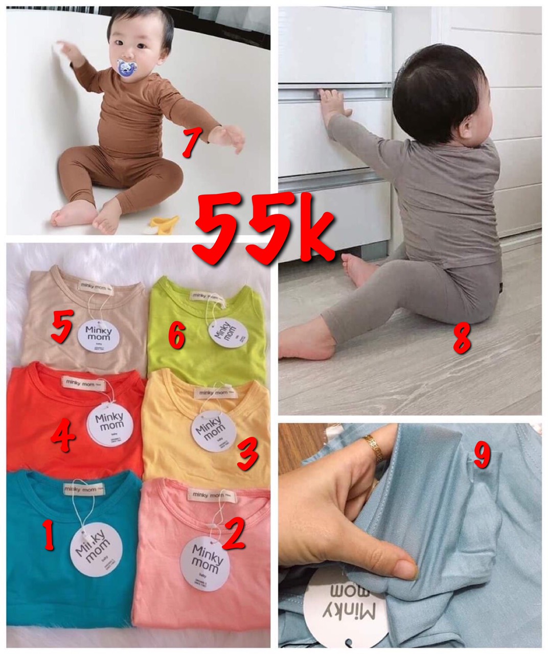 Bộ Thun Lạnh Dài Tay Minky Mom Cho Bé 5-19kg