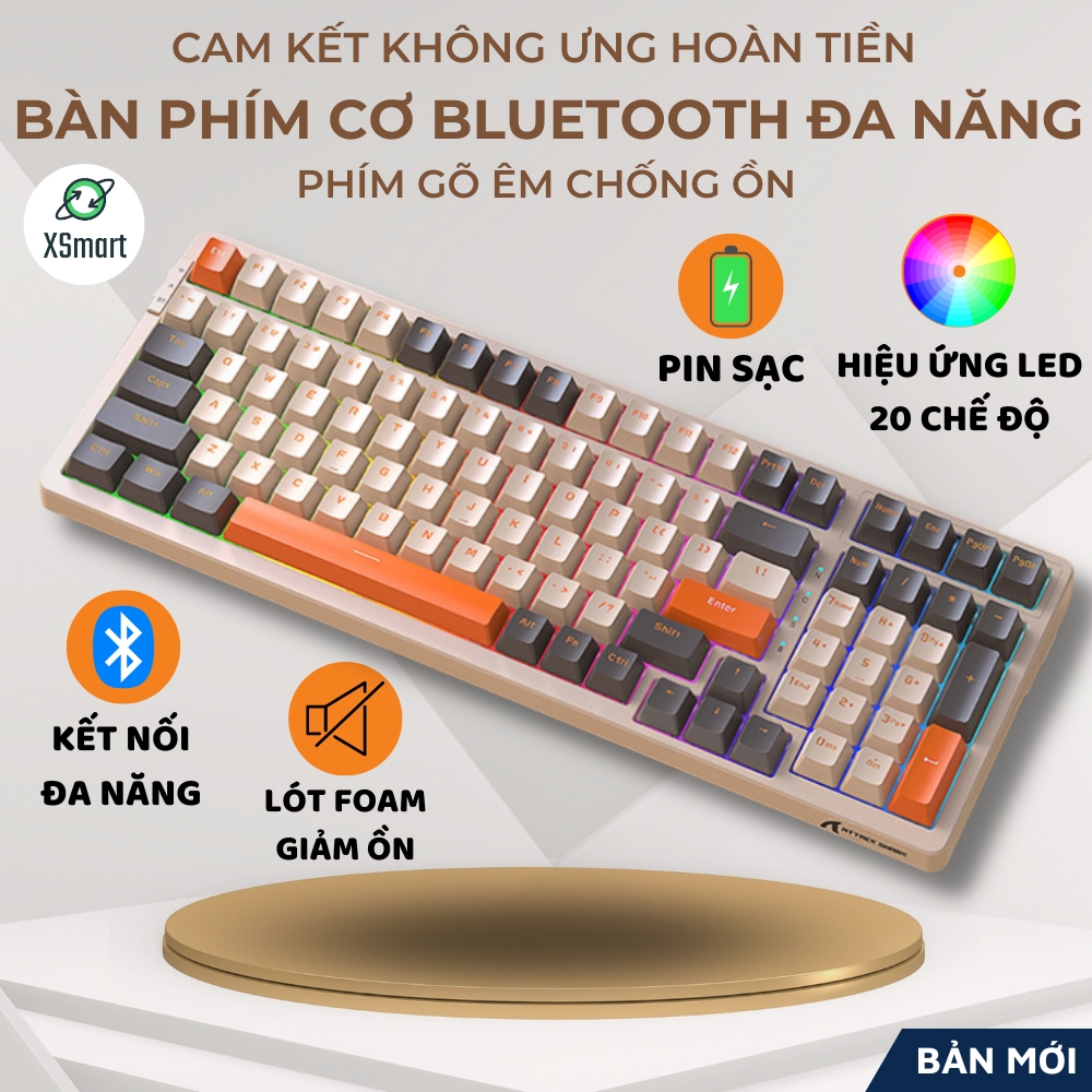 Bàn Phím Cơ Bluetooth Không Dây Full Size K98BT LED RGB VIP Gaming Shark Có HOTSWAP LÓT FOAM Gõ Cực 