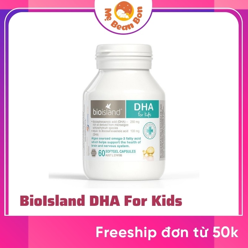 Bioisland DHA For Kids Úc 60 viên bổ sung DHA cho trẻ từ 7 tháng tuổi người lớn và phụ nữ mang thai