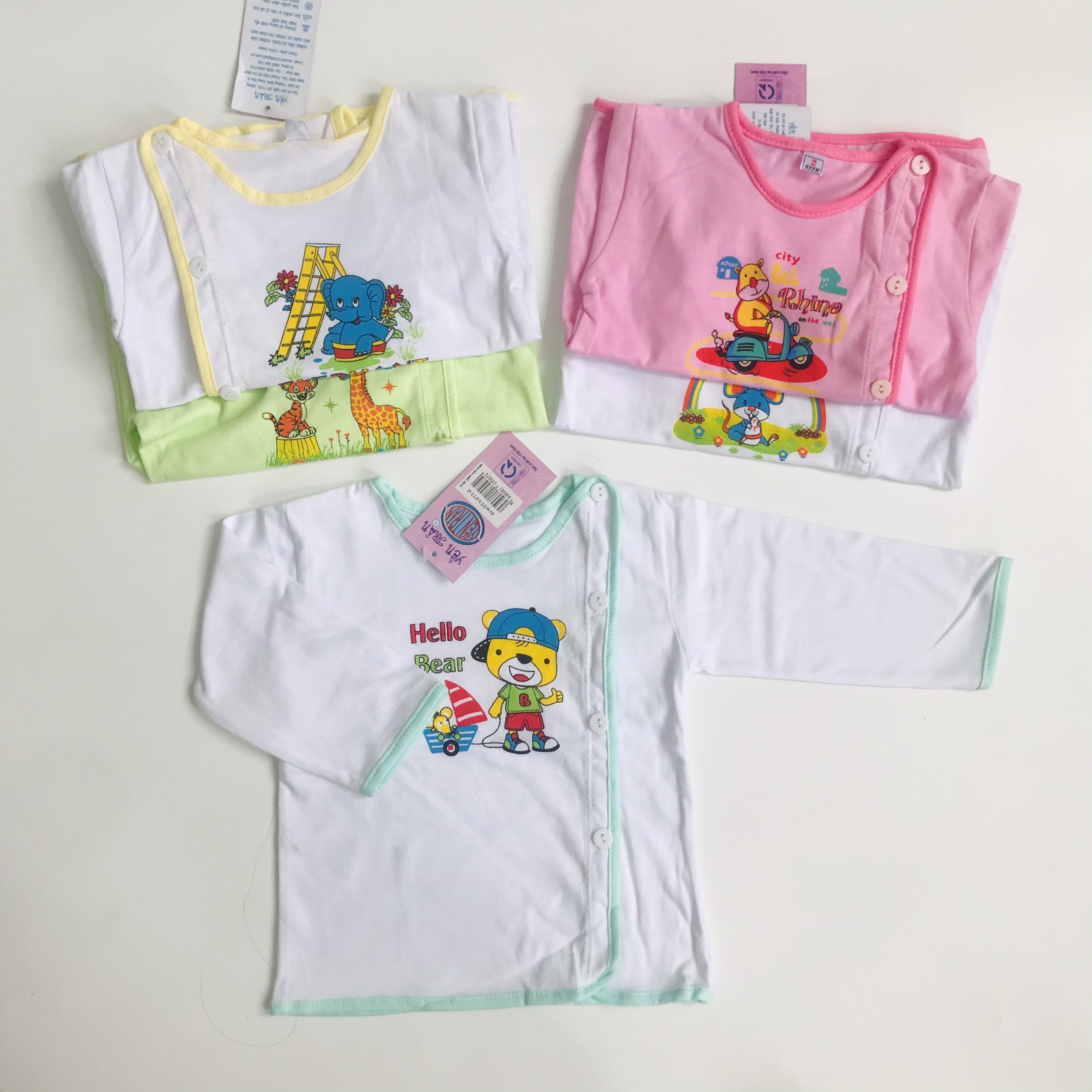 Áo sơ sinh bác sĩ dài tay cài nút in hình yến trân, áo cho bé sơ sinh - beekids plaza