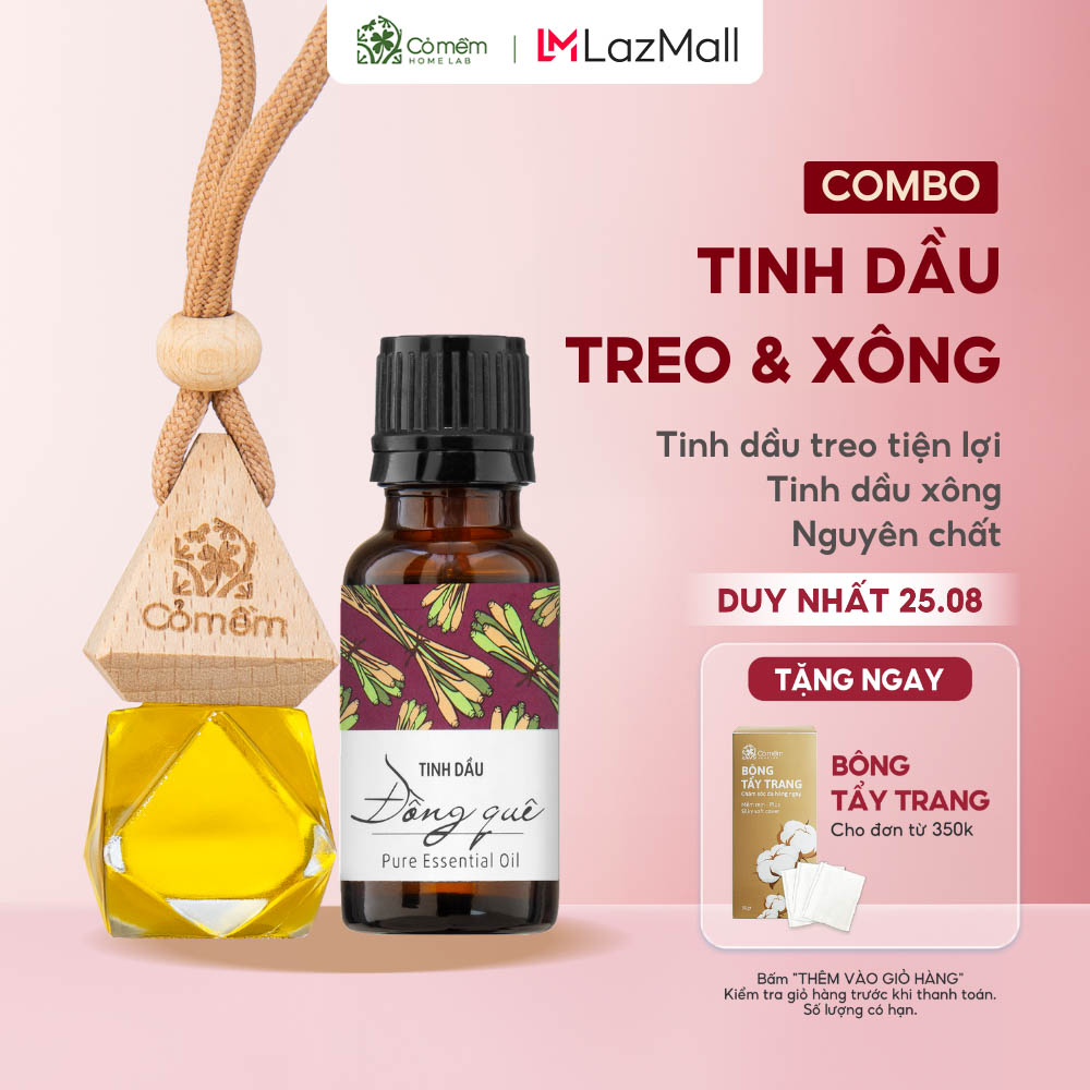 Combo tinh dầu treo và tinh dầu refill nguyên chất an toàn từ thiên nhiên cỏ mềm