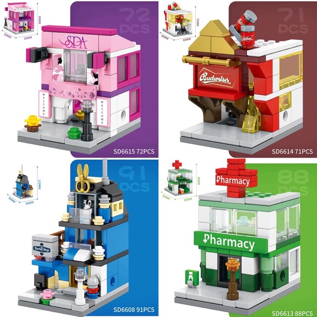 Bộ lắp ráp Lego Sembo Block SD6615 bộ xếp hình thành phố trong mơ.