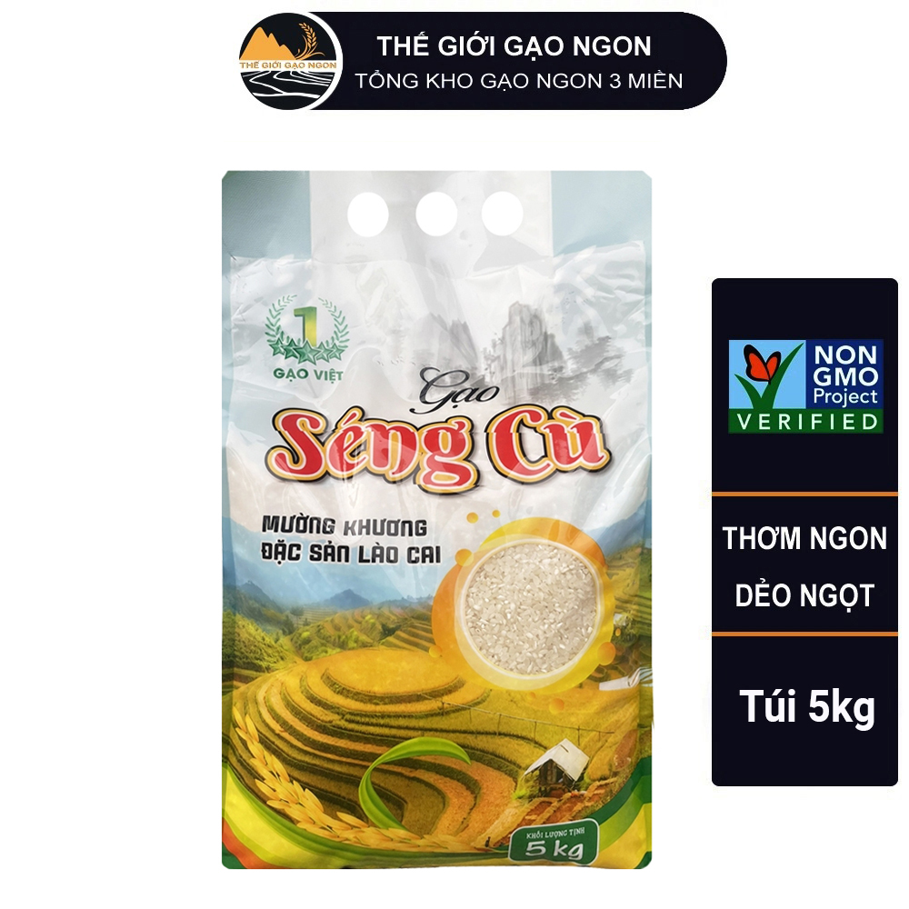 Gạo séng cù mường khương hạt tròn - túi 5kg - gạo cực dẻo và ngon, thơm tự nhiên - giá sỉ, date mới