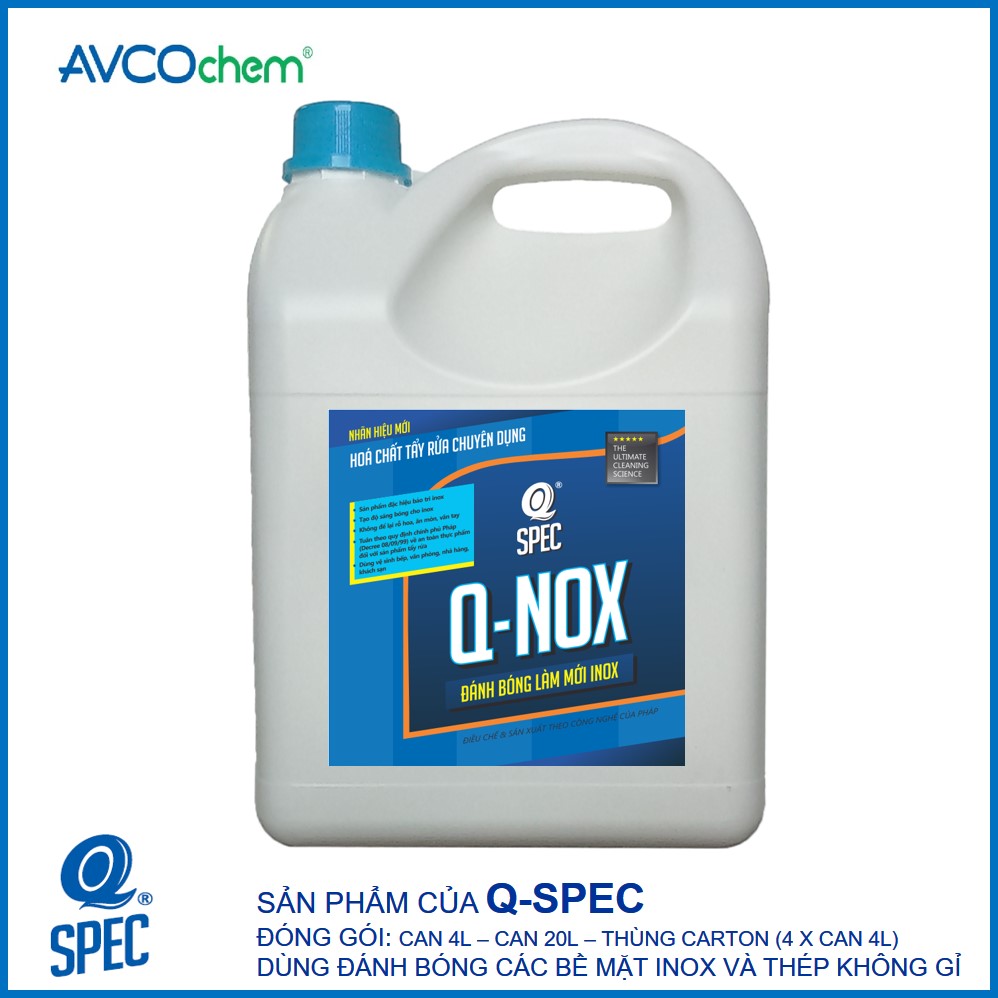 Dầu đánh bóng làm mới inox q-nox - can 4 lít - avcochem - q-spec