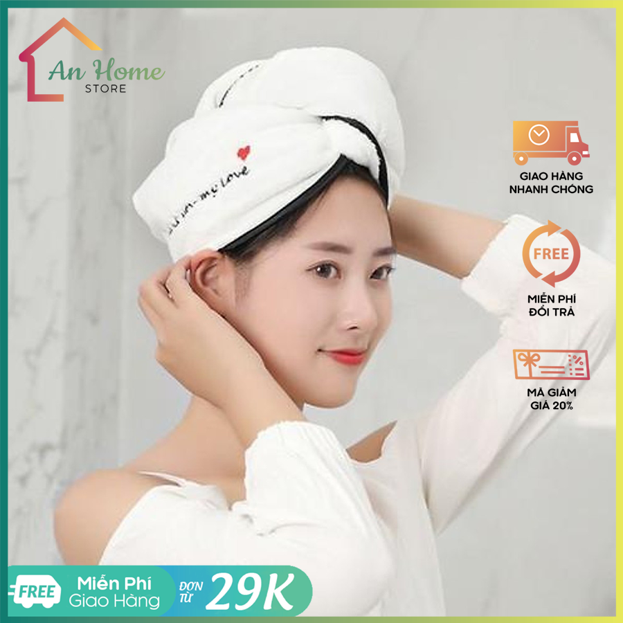 Khăn trùm tóc mau khô sau khi tắm anhome, khăn trùm tóc mau khô siêu thấm nước