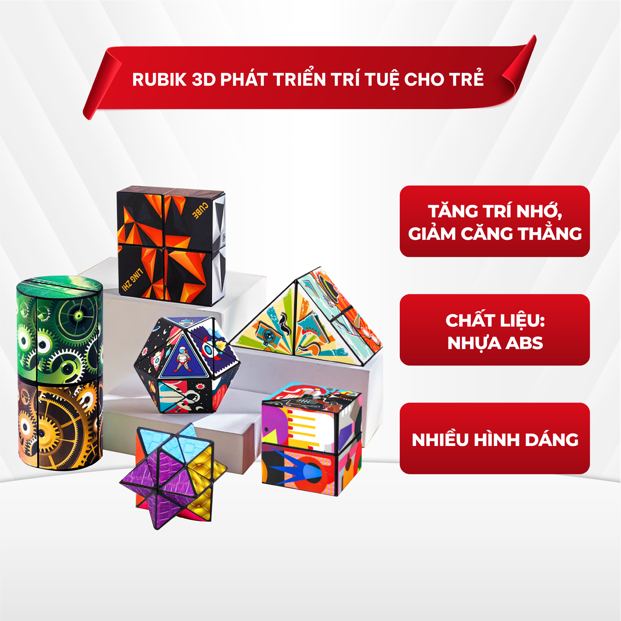 Đồ chơi khối Rubik 3D Thay đổi hình dáng Phát triển trí tuệ cho Bé - Rubik khối lập phương ma thuật  N074