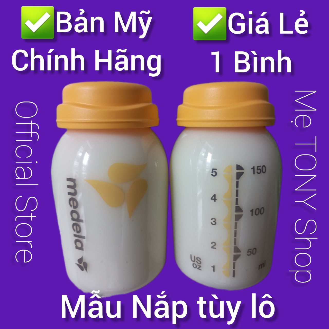 [Bản Mỹ]Bình Trữ Sữa Medela 150ml/250ml cổ hẹp(Tách Lẻ 1 Bình)