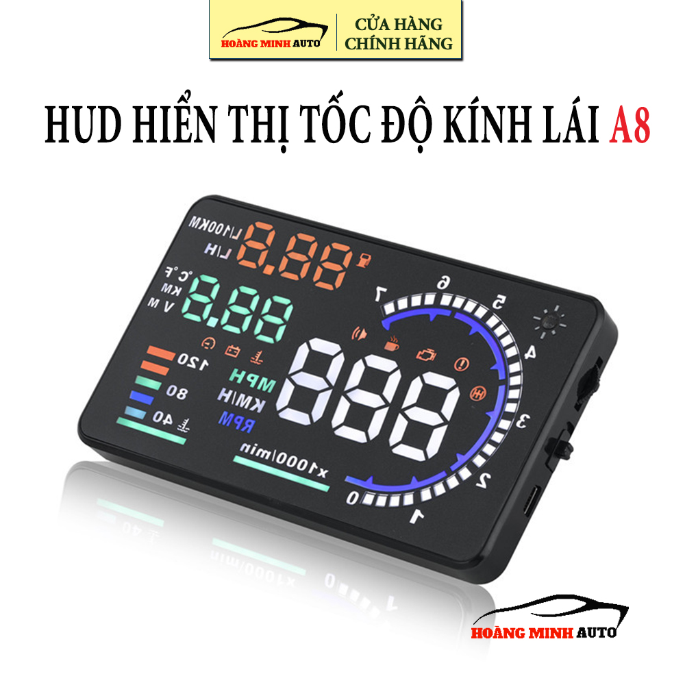 Hud hiển thị tốc độ xe ô tô và cảnh báo A8 - tặng kèm dây cable OBD2