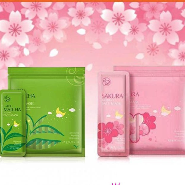 [GÓI MINI]Mặt Nạ Ngủ Trà Xanh Matcha, Hoa Anh Đào Sakura - Laikou
