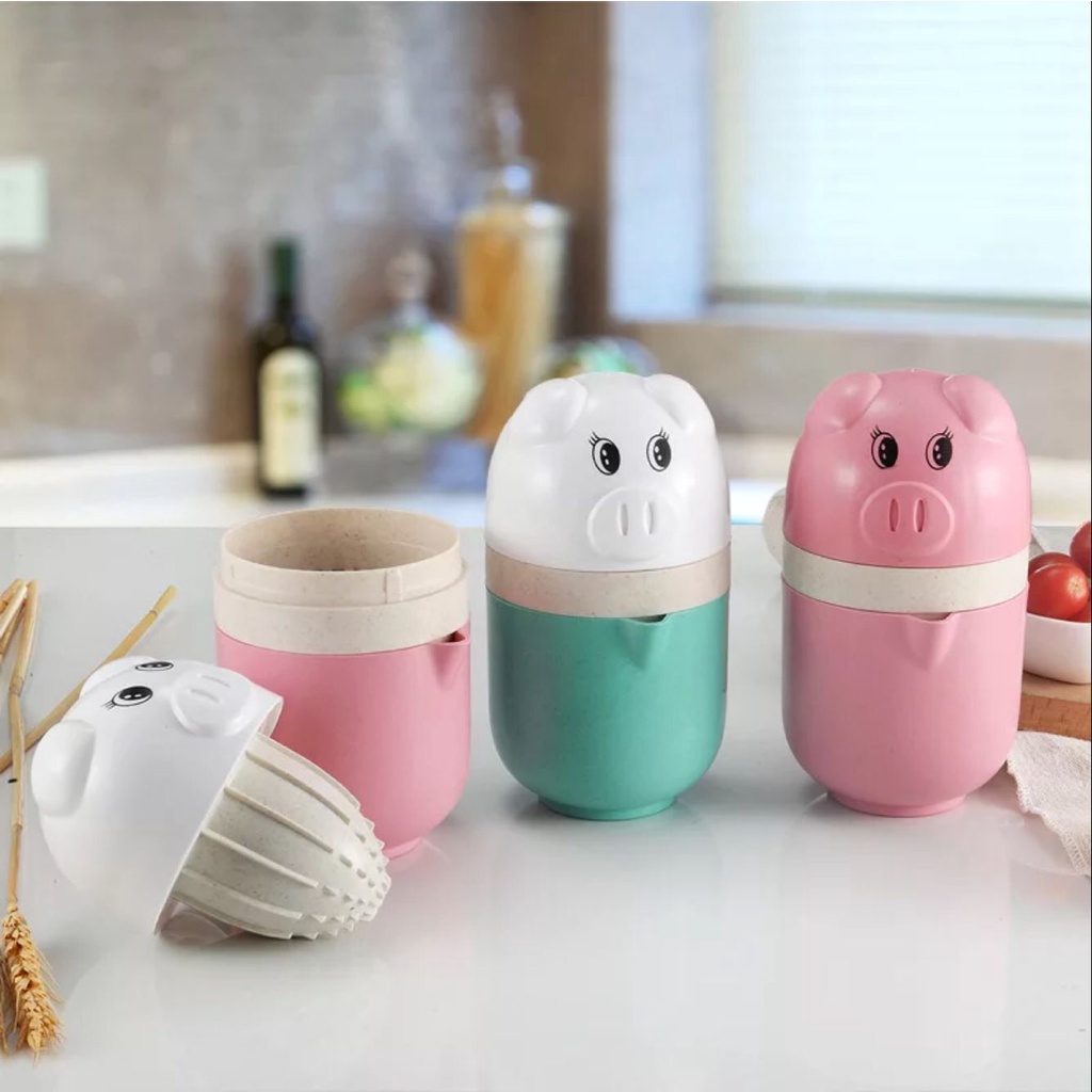 Dụng cụ vắt cam, ép trái cây mini hình heo lúa mạch cầm tay tiện lợi