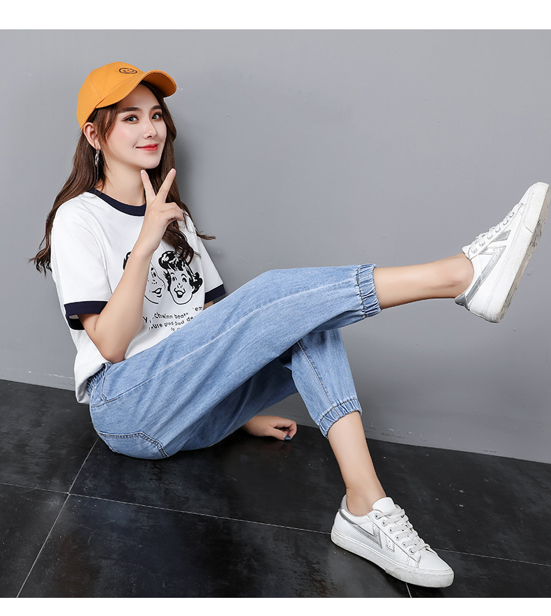 Quần baggy nữ quần jean nữ jogger bo lai cạp cao lưng thun chất bò cotton không co dãn
