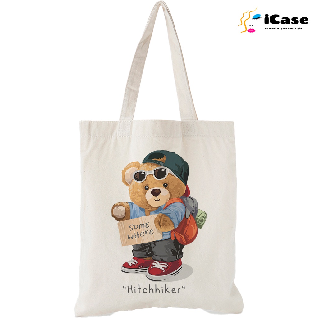 Túi vải Canvas iCase bộ sưu tập Gấu Quý Tộc - nhiều kích thước