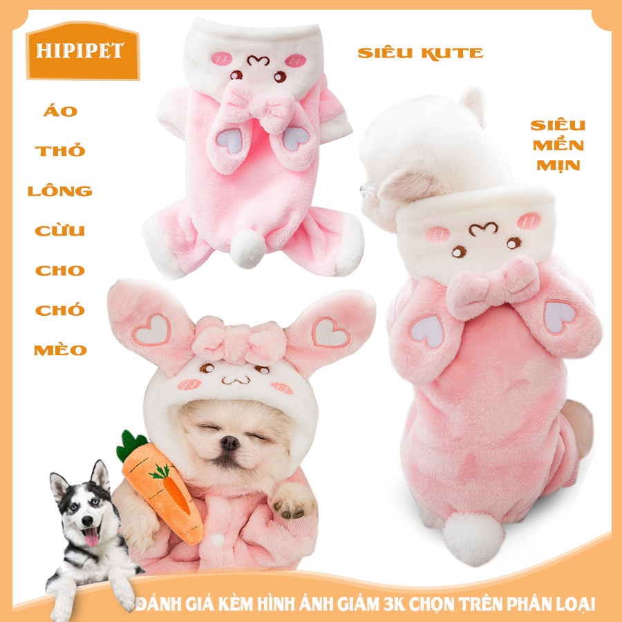 Áo thỏ ngọc lông cừu cho chó mèo từ 1 - 10kg Hipipet Áo kute pet chất đẹp siêu mịn đẹp