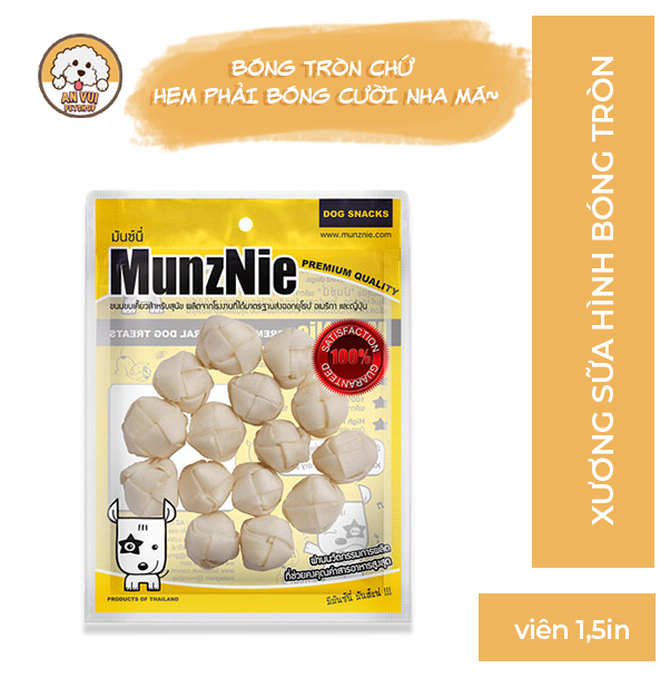 Xương sữa Munznie thức ăn cho chó gặm sạch răng hình bóng, giúp cún vui vẻ hạn chế cắn phá