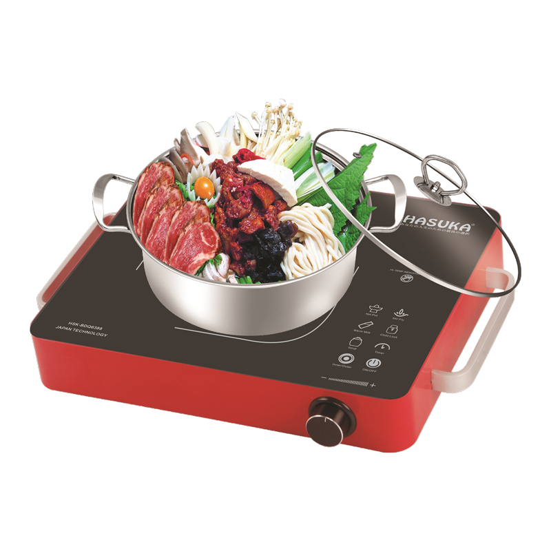 Bếp hồng ngoại cảm ứng mặt kính siêu bền hasuka 6388 - tặng kèm nồi lẩu 0.8 kg