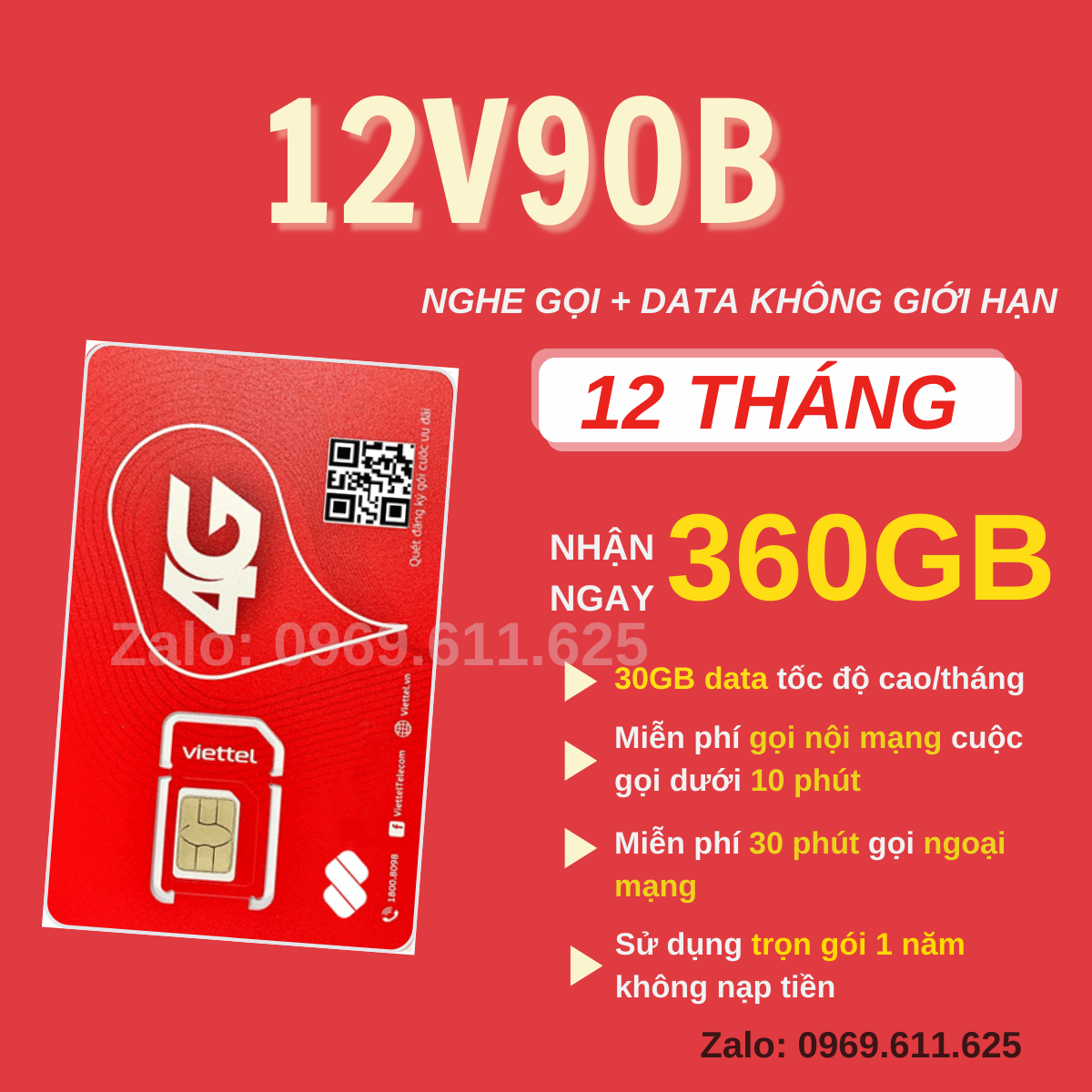 ( Xài Tẹt Ga ) Sim 4G Viettel Trọn Gói 1 Năm Dùng Mạng Miễn Phí + Tặng 1 Tỷ Phút Gọi Thả Ga Không Cầ