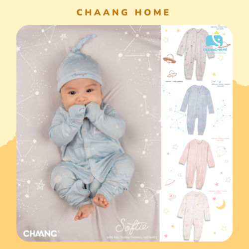 Body liền thân dài tay cúc giữa cho bé sơ sinh Chaang Cosmos