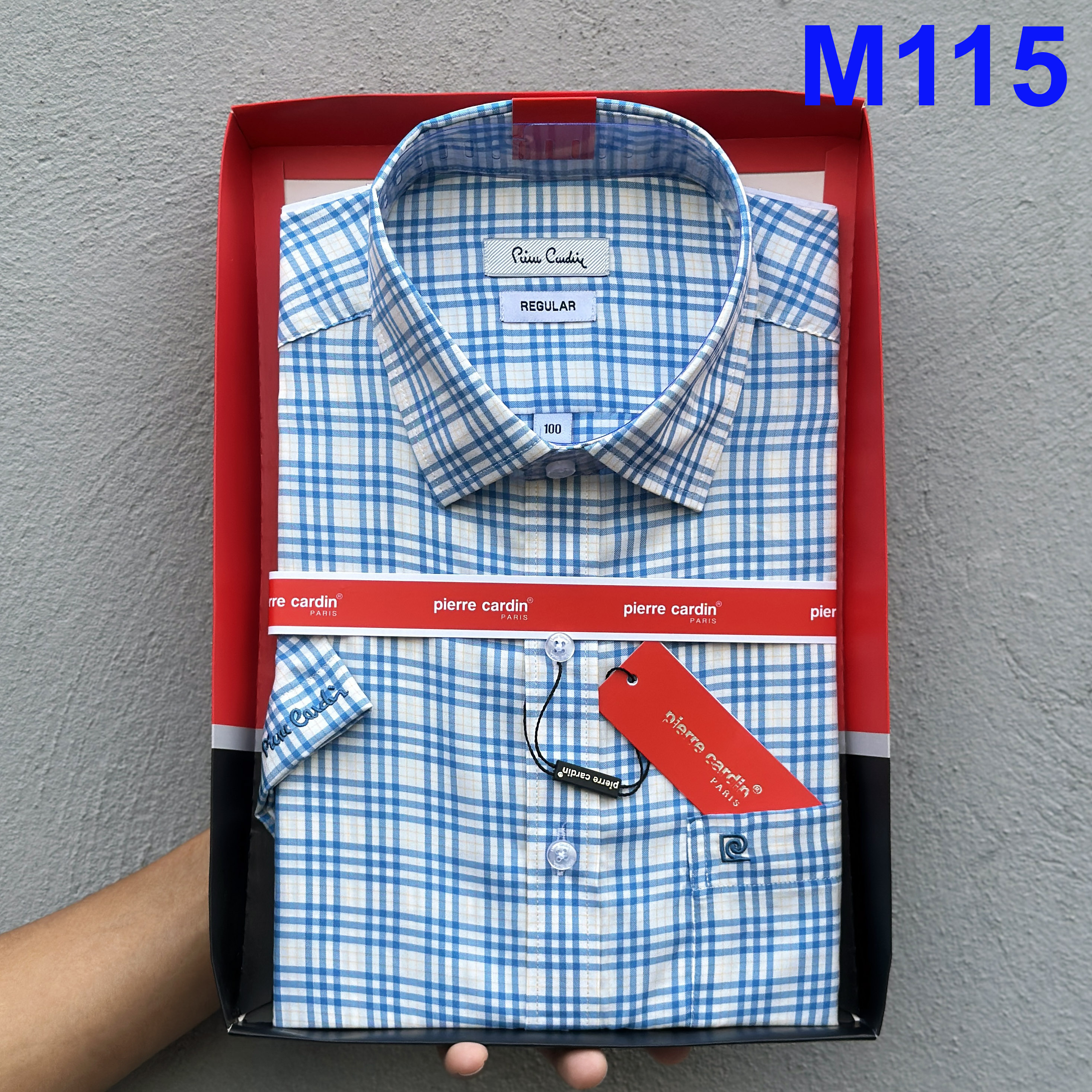  Áo Sơ Mi Nam Sơ Mi Kẻ Caro Nhỏ Ngắn Tay Sơ Mi Nam Pierre Cardin Mẫu Hàn Quốc 