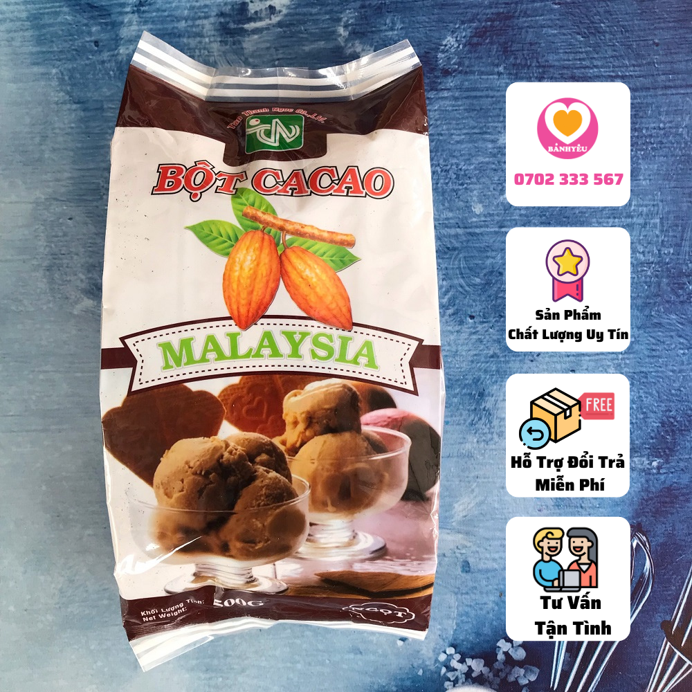 Bột Cacao (Ngọt) Nguyên Chất Malaysia 500g dùng làm bánh,pha chế,..
