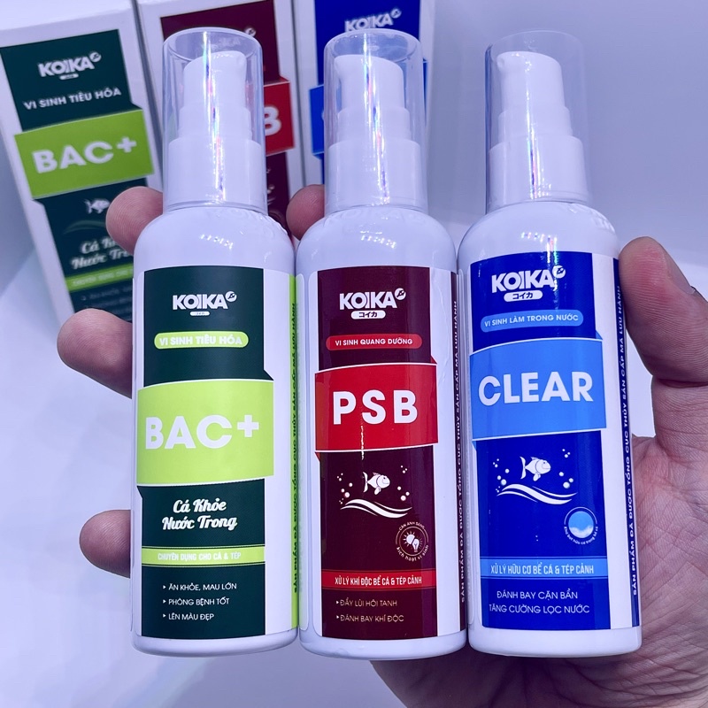 Koika bac+, psb, clear - vi sinh tiêu hoá, làm trong nước, xử lí chất lượng nước