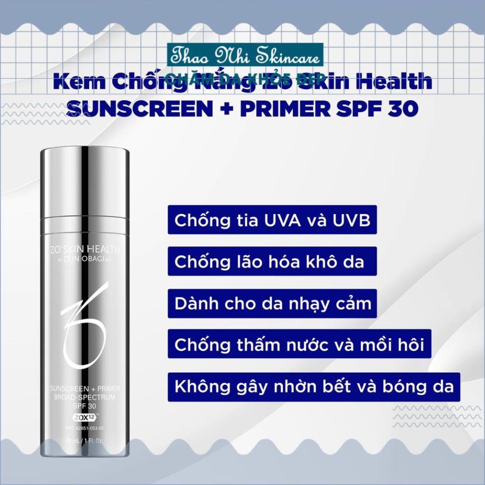 Kem chống nắng zo skin health sunscreen + primer spf 30