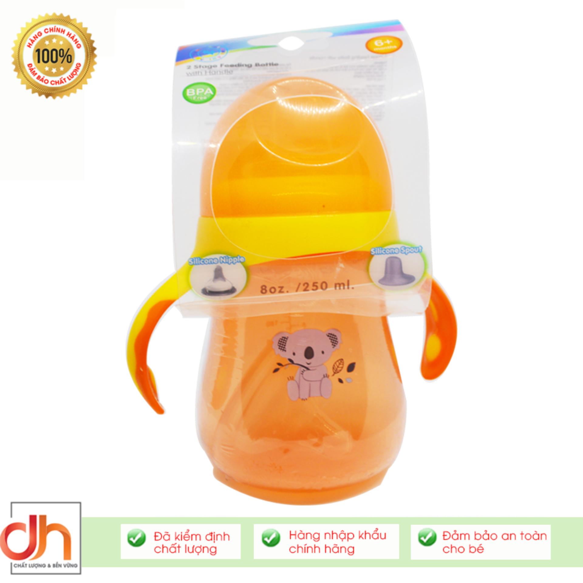 Cốc tập uống chuyển 2 giai đoạn, 2 loại núm silicone 250ml Ami Thái Lan