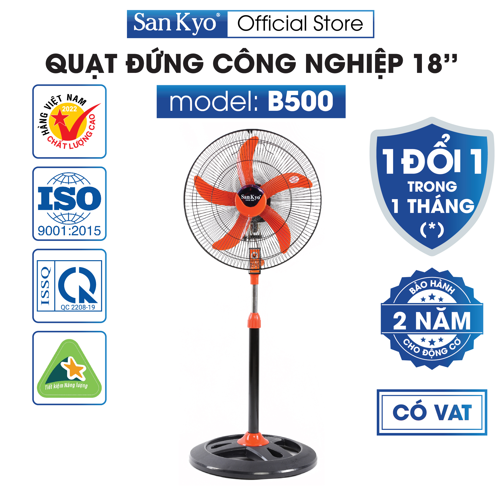 Quạt Đứng Công Nghiệp B5 Sankyo - Động Cơ Motor Dây Đồng - Cỡ Lớn 18 Inch