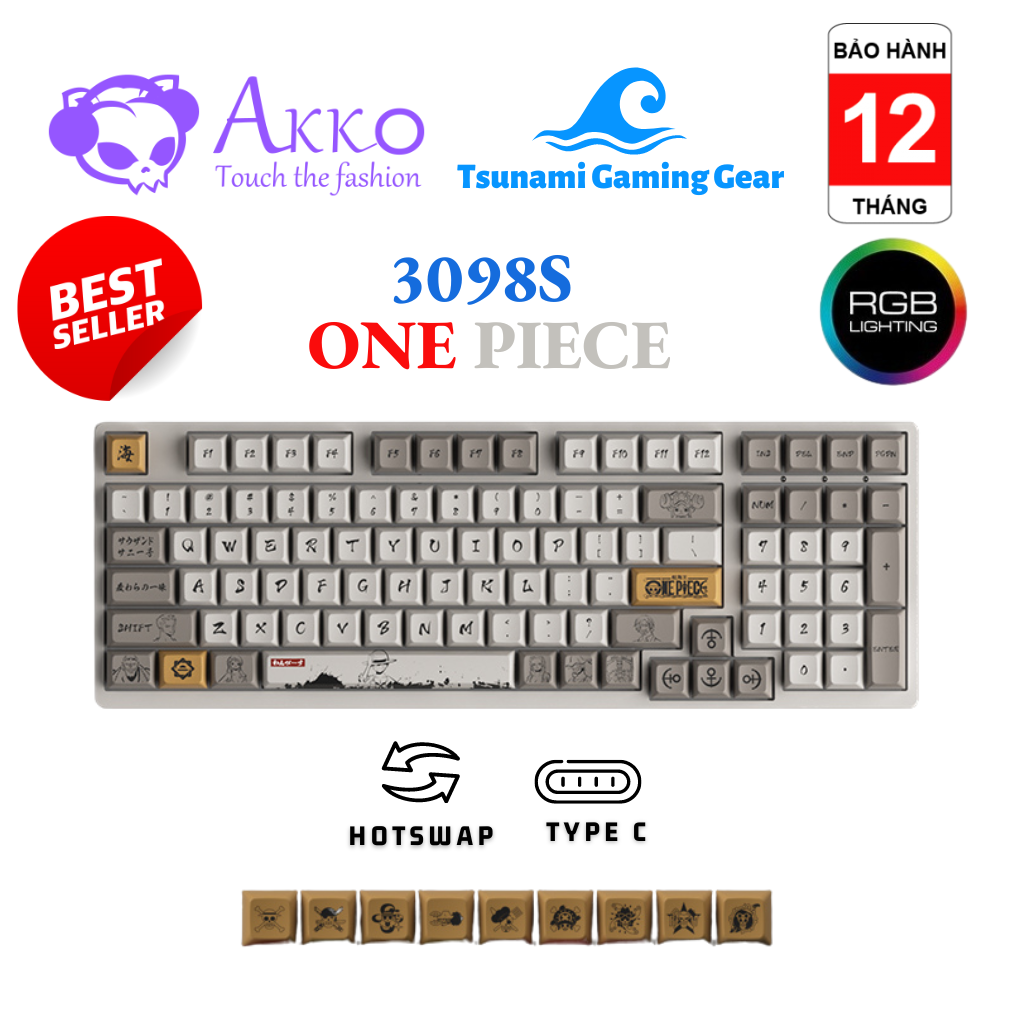 Phím cơ AKKO 3098s One Piece | RGB | USB Type C | Hotswap