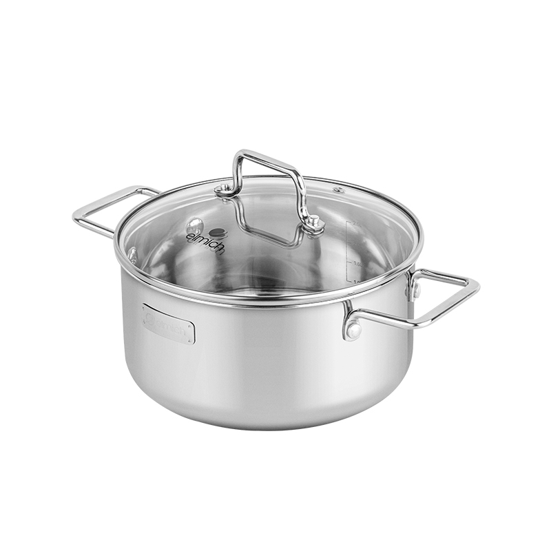 Nồi inox ELMICH 304 TRIMAX Size 18CM, Nồi inox 3 lớp đáy từ dùng cho bếp từ
