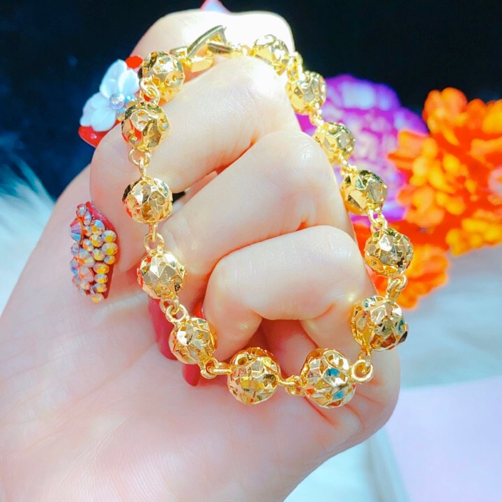 Lắc tay bi kiểu chạm mạ vàng 18k mẫu mới cực xinh