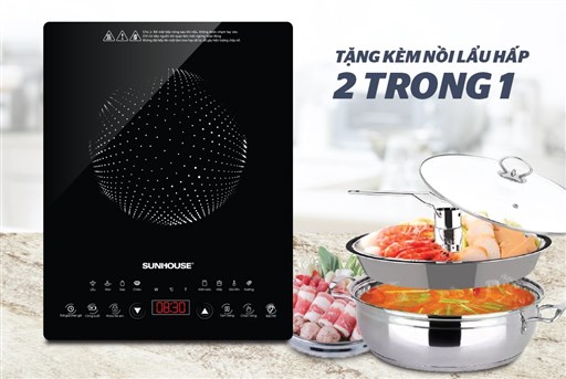 Bếp điện từ cảm ứng sunhouse SHD6808 kèm nồi lẩu hấp