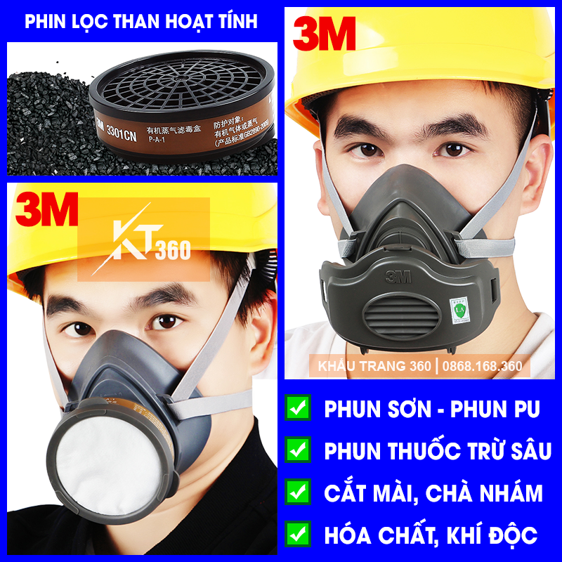 Mặt nạ phòng độc 3m 3200 (phun thuốc trừ sâu, phun sơn, hóa chất, chống khói bụi mịn pm 2.5)