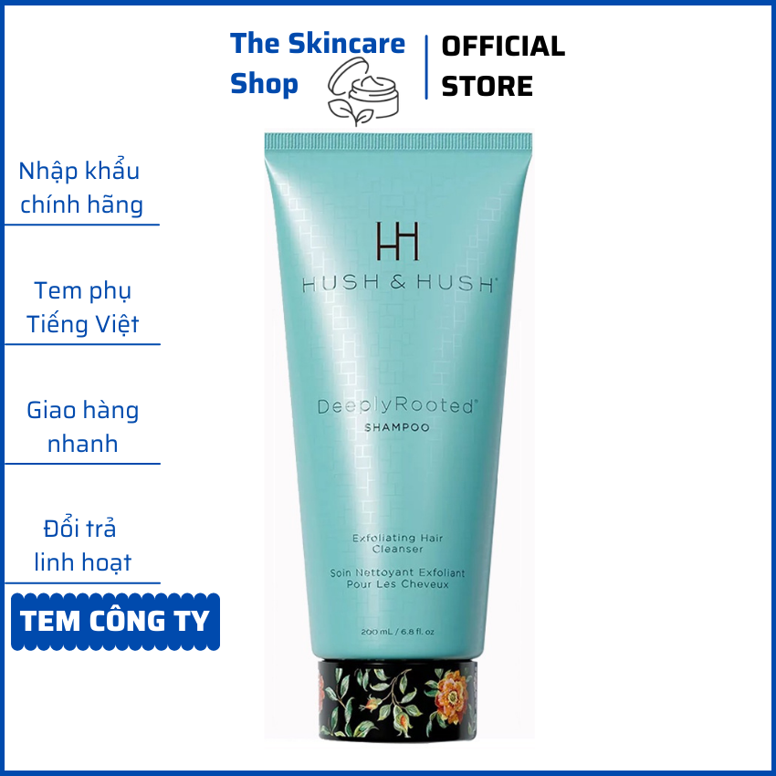Dầu gội thiết lập màng chắn bảo vệ tóc và da đầu hush and hush deeplyrooted shampoo 200ml - the skincare shop