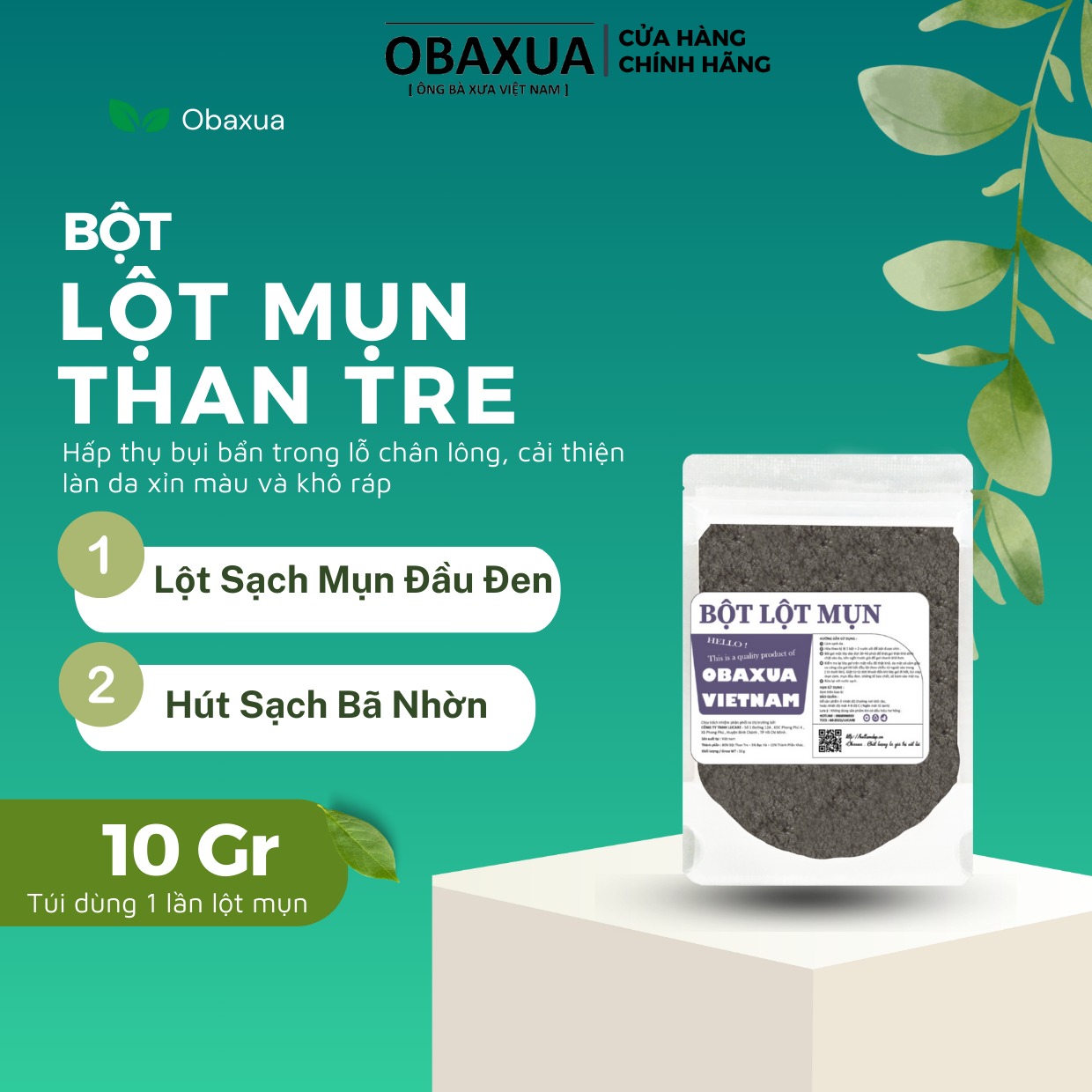 Mặt nạ lột mụn đầu đen, mụn cám Than tre hoạt tính Túi 10gr - Giúp lột mụn đầu đen ở mũi , hút mụn cám toàn mặt , làm sạch bụi bẩn trên da thanh lọc da tẩy tế bào chết