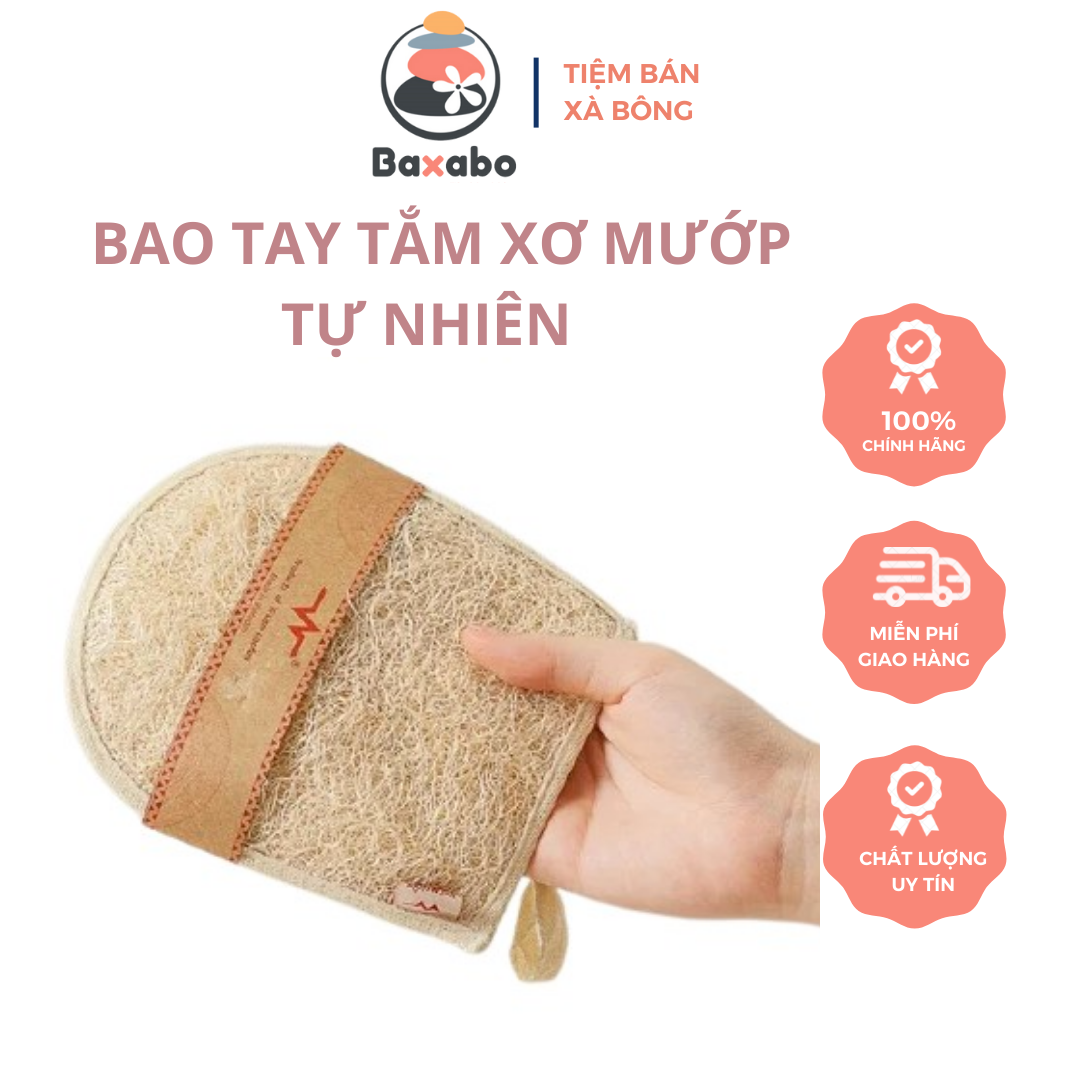 Găng tay tắm tẩy tế bào chết - bao tay tắm xơ mướp vi lâm - xơ mướp tắm tẩy tế bào chết - body loofah - baxabo