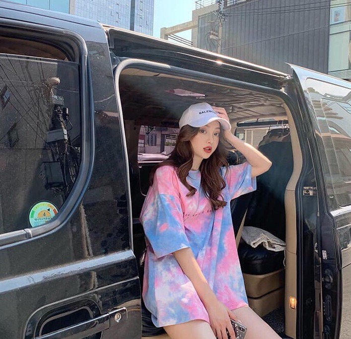 Áo thun LOANG MÀU MỸ 7 SẮC Nam nữ phong cách W2