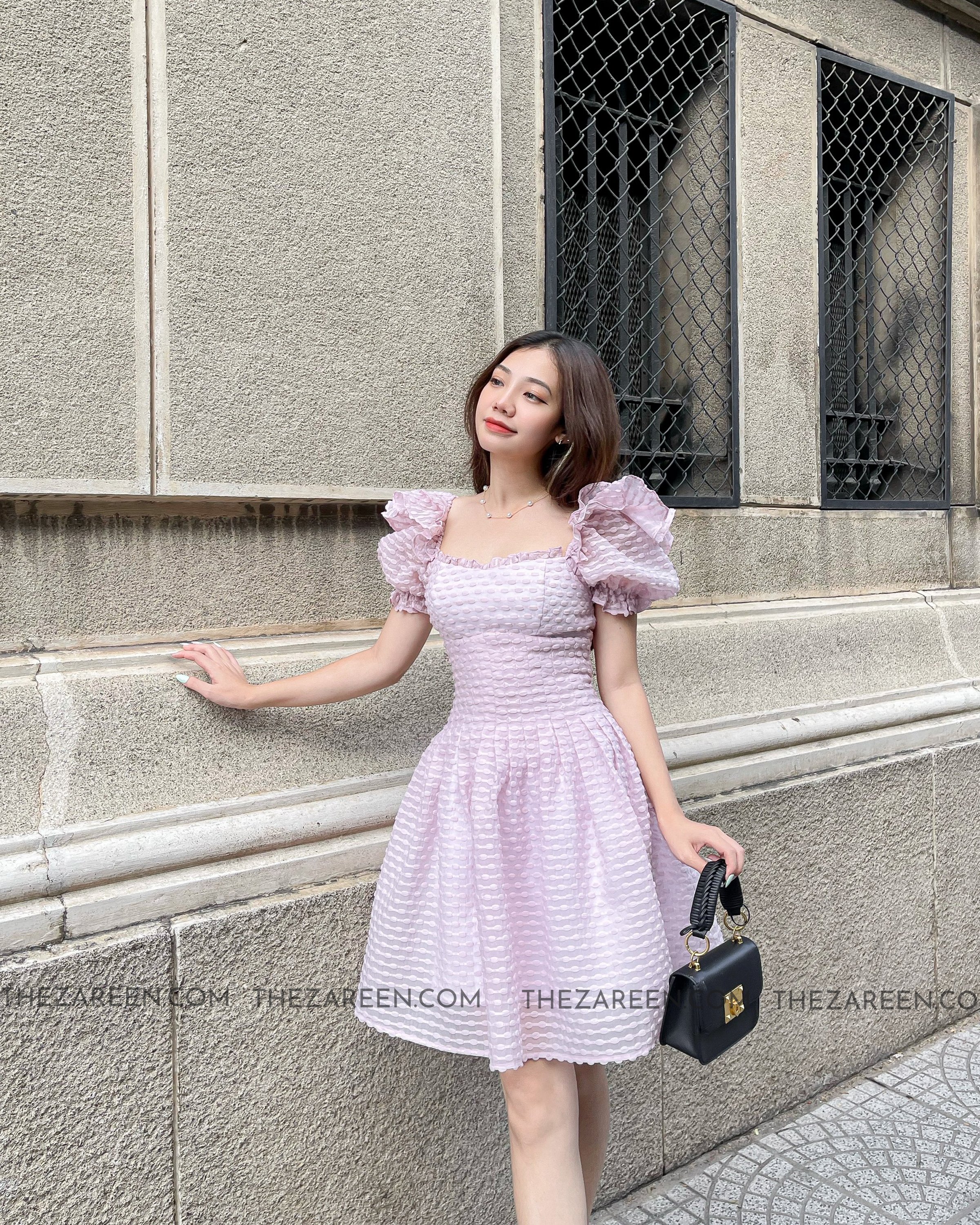 Zareen | đầm xòe xếp ly eo dax52 - tím