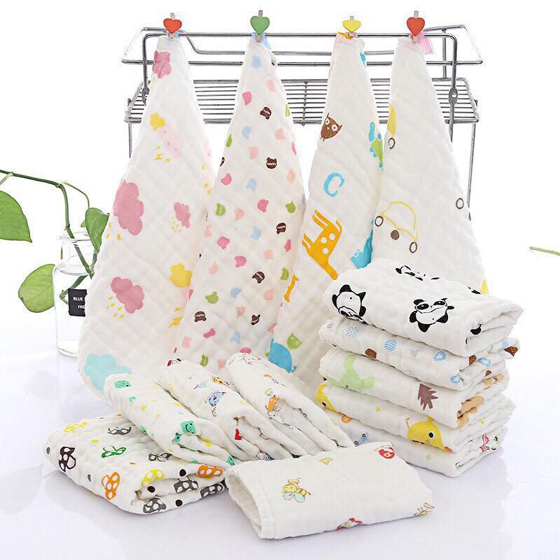 Combo 10 chiếc khăn sữa 6 lớp aden siêu thấm (30 x 30 cm / Khăn)