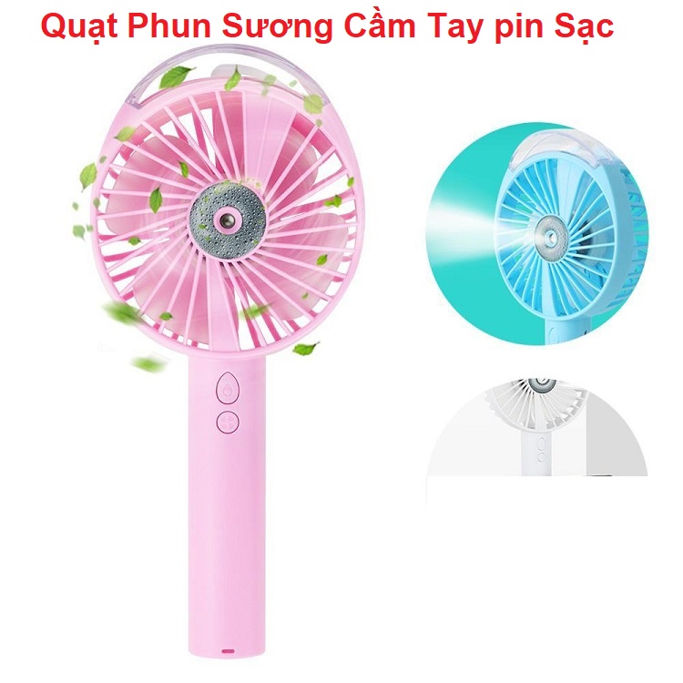 Quạt Mini Phun Sương Cầm Tay, Quạt Tích Điện Mini Siêu Xinh, Fan 3 Chế Độ Siêu Mát, Quạt Mini Để Bàn Và Cầm Tay - Bảo Hành 12 Tháng