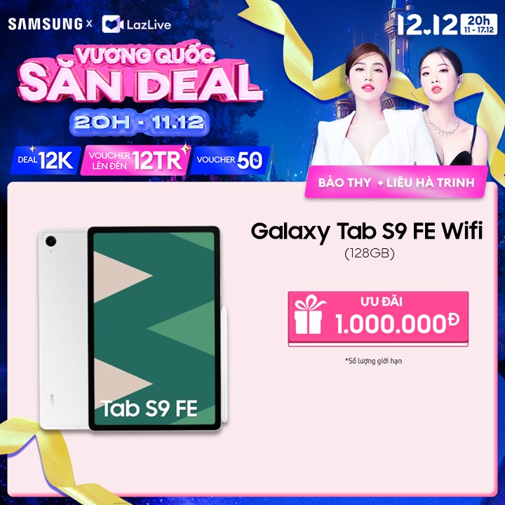 [SALE LỚN TỪ 20H 11.12] Máy tính bảng Samsung Galaxy Tab S9 FE Wifi, Màn hình lớn 10,9", Hỗ trợ S Pen, 6GB+128GB