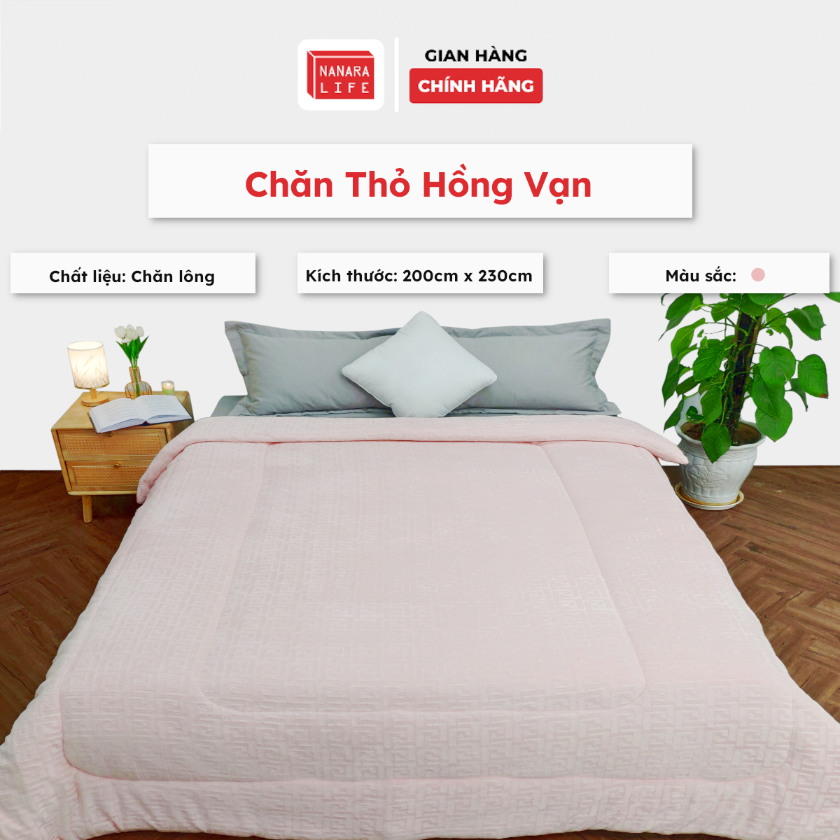 Chăn Thỏ Hồng Vạn Mùa Đông Nanara Life Chất Liệu Lông Cao Cấp, Mềm Mại Ấm Áp