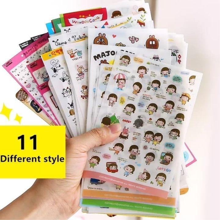 Combo 6 Miếng Dán Trang Trí Sticker Trang Trí Sticker Ngộ Nghĩnh Phong Cách Hàn Quốc Dễ Thương Cho Bé