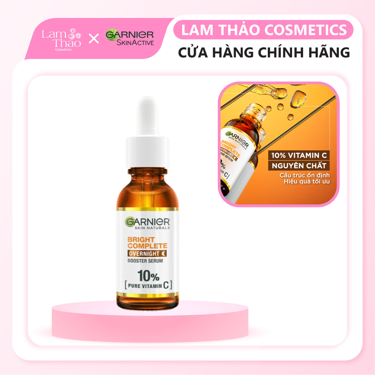Tinh Chất Tăng Cường Sáng Da Mờ Thâm Ban Đêm Garnier Bright Complete Pure Vitamin C