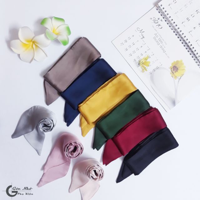 Khăn turban lụa trơn dài 90cm