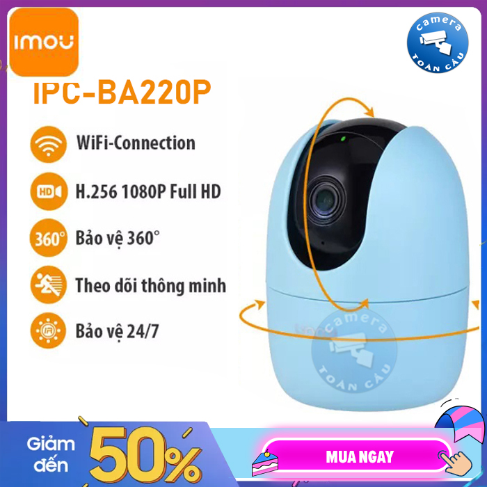 Camera Wifi IMOU IPC-BA220P 2.0 Megapixel tích hợp phát sóng Wifi, báo trộm và phát hiện chuyển động, âm thanh 2 chiều