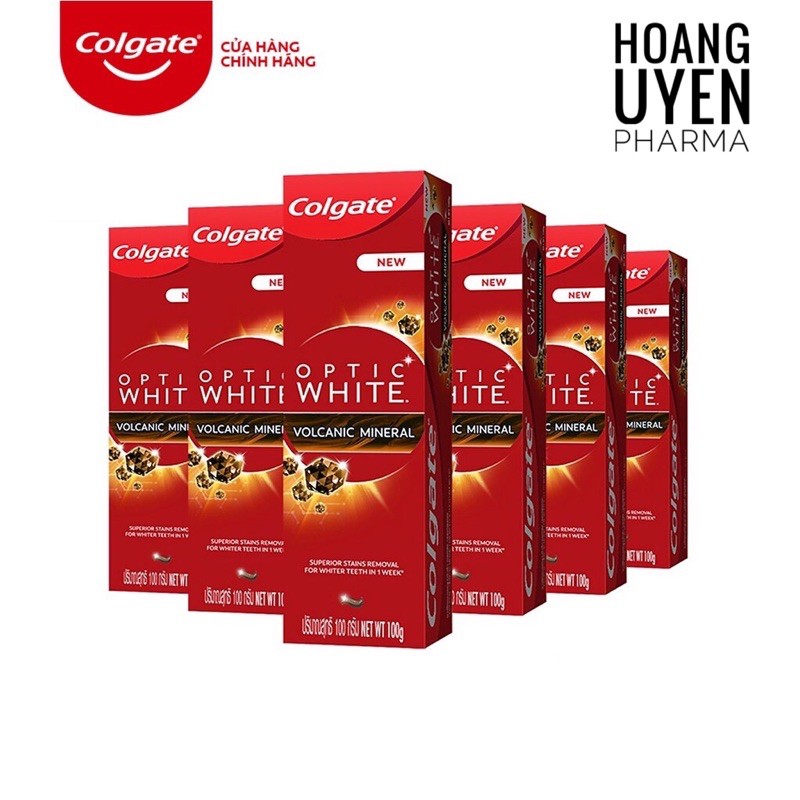 Kem đánh răng Colgate optic white 100g - plus shine/ vocanic mineral - Volcanic mineral